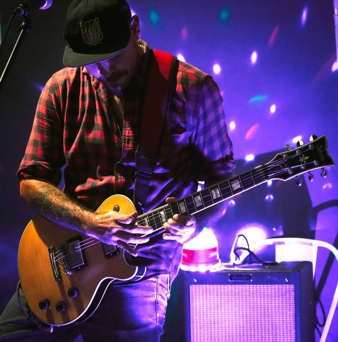 nightsyrc_playing_local_gig_Blakes_2025_schecter_solo_ii_custom_fender_blues_jr trajectory